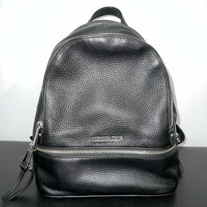 Michael Kors Black Leather Backpack with Silver Hardware